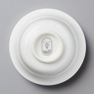 GAIWAN HUGO traditional white porcelain lidded bowl for tea steeping, showing maker's mark on base