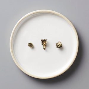 Jasmine Bai Hao scented green tea pearls on white ceramic plate showing delicate rolled leaves for steeping