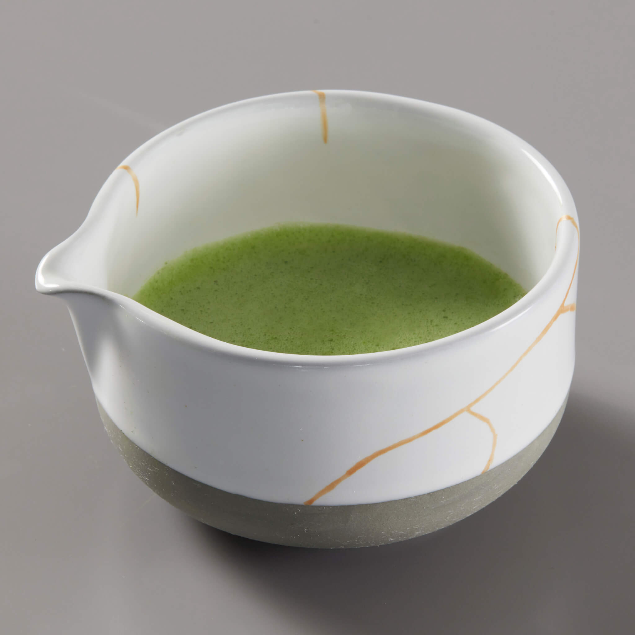 Textured Glass Matcha Bowl with Spout and spoon Unique Water